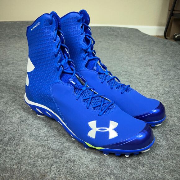 Under armour Other - Under Armour Mens Football Cleat 16 Blue White Shoe Lacrosse Power Clamp High A3